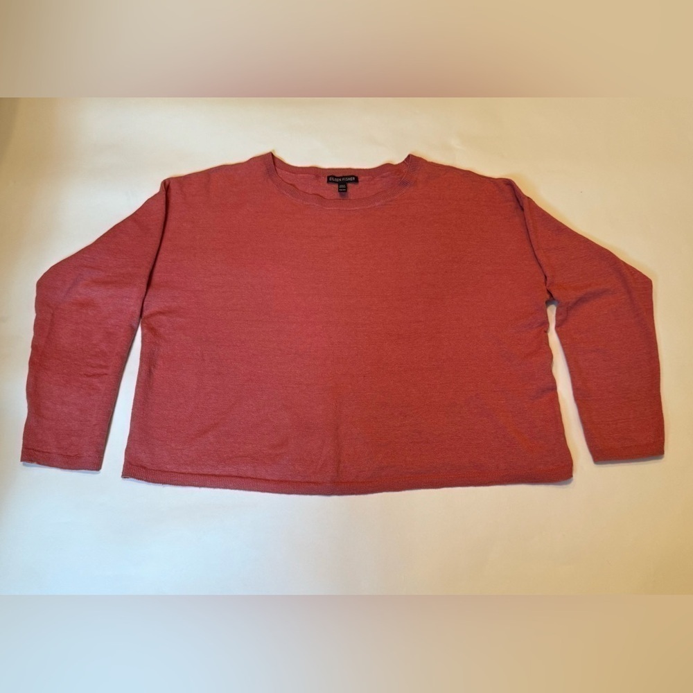 Eileen Fisher Organic Linen & Nylon Sweater Long Sleeve Lagenlook XS